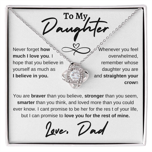 Daughter Infinity Heart Love Knot Necklace White (Dad)