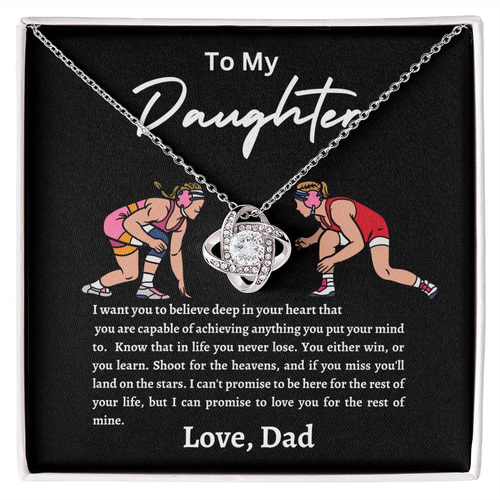 Wrestling Daughter Love Knot Necklace Black