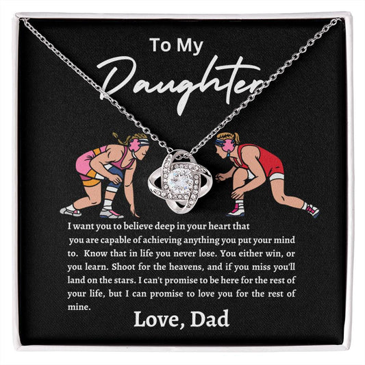 Wrestling Daughter Love Knot Necklace Black