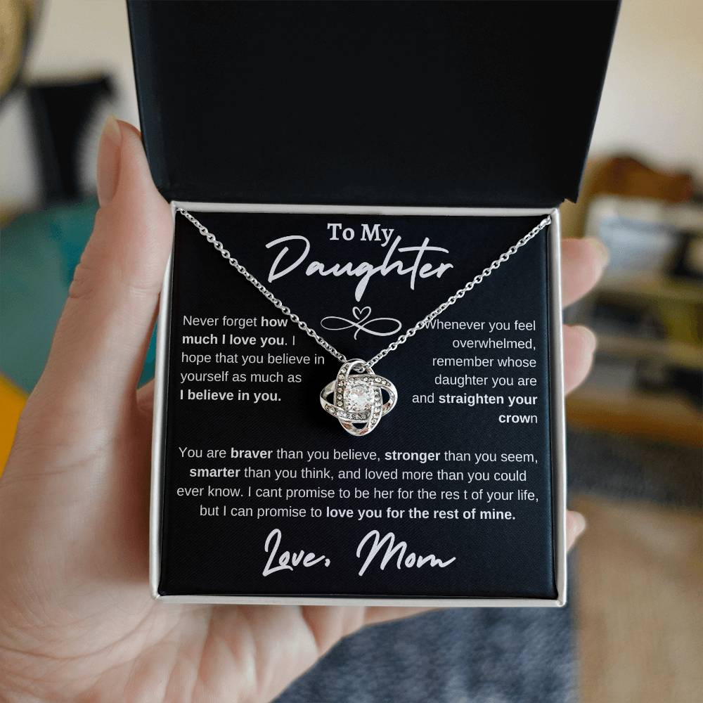 Daughter Infinity Heart Love Knot Necklace Black (Mom)