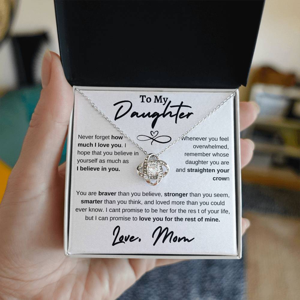 Daughter Infinity Heart Love Knot Necklace White (Mom)