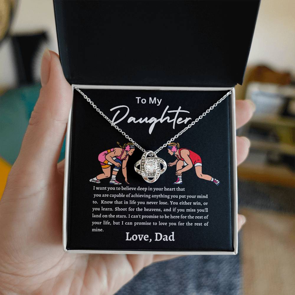 Wrestling Daughter Love Knot Necklace Black