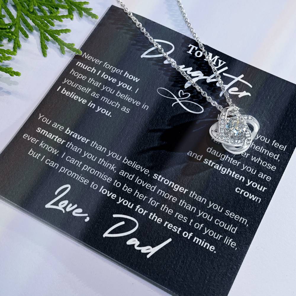 Daughter Infinity Heart Love Knot Necklace Black (Dad)
