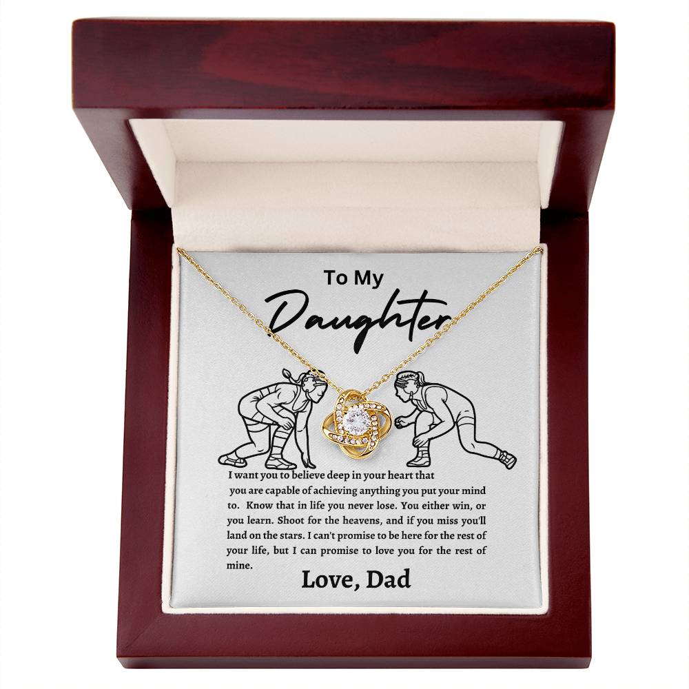 Wrestling Daughter Love Knot Necklace White and Black