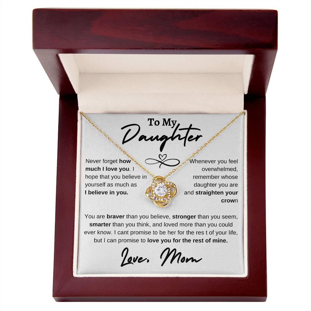 Daughter Infinity Heart Love Knot Necklace White (Mom)