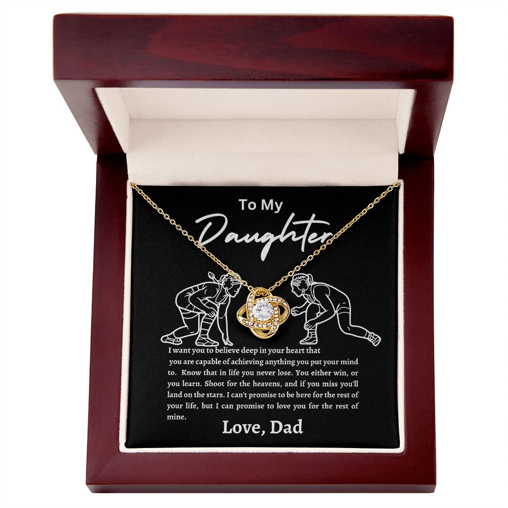Wrestling Daughter Love Knot Necklace Black and White