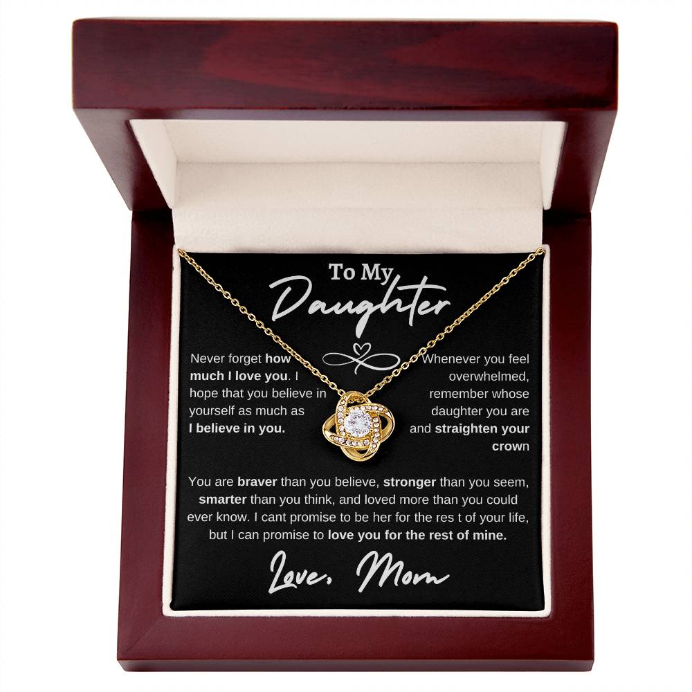 Daughter Infinity Heart Love Knot Necklace Black (Mom)