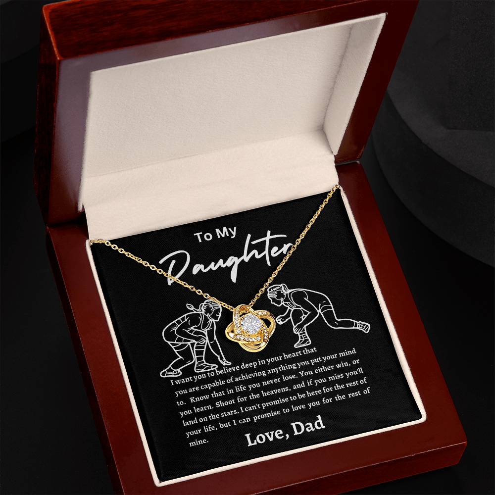 Wrestling Daughter Love Knot Necklace Black and White