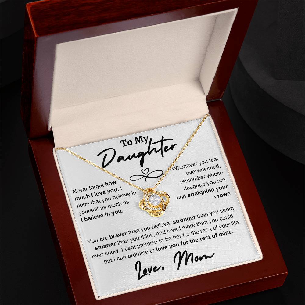 Daughter Infinity Heart Love Knot Necklace White (Mom)