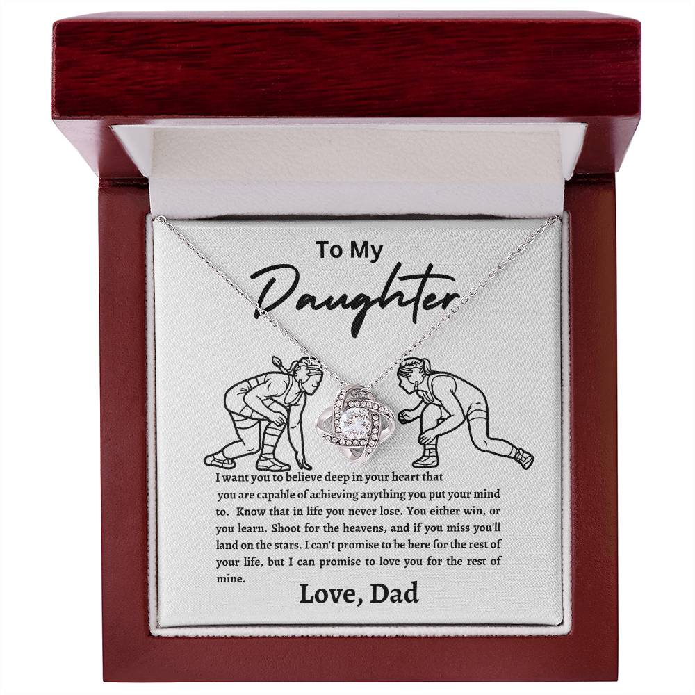 Wrestling Daughter Love Knot Necklace White and Black