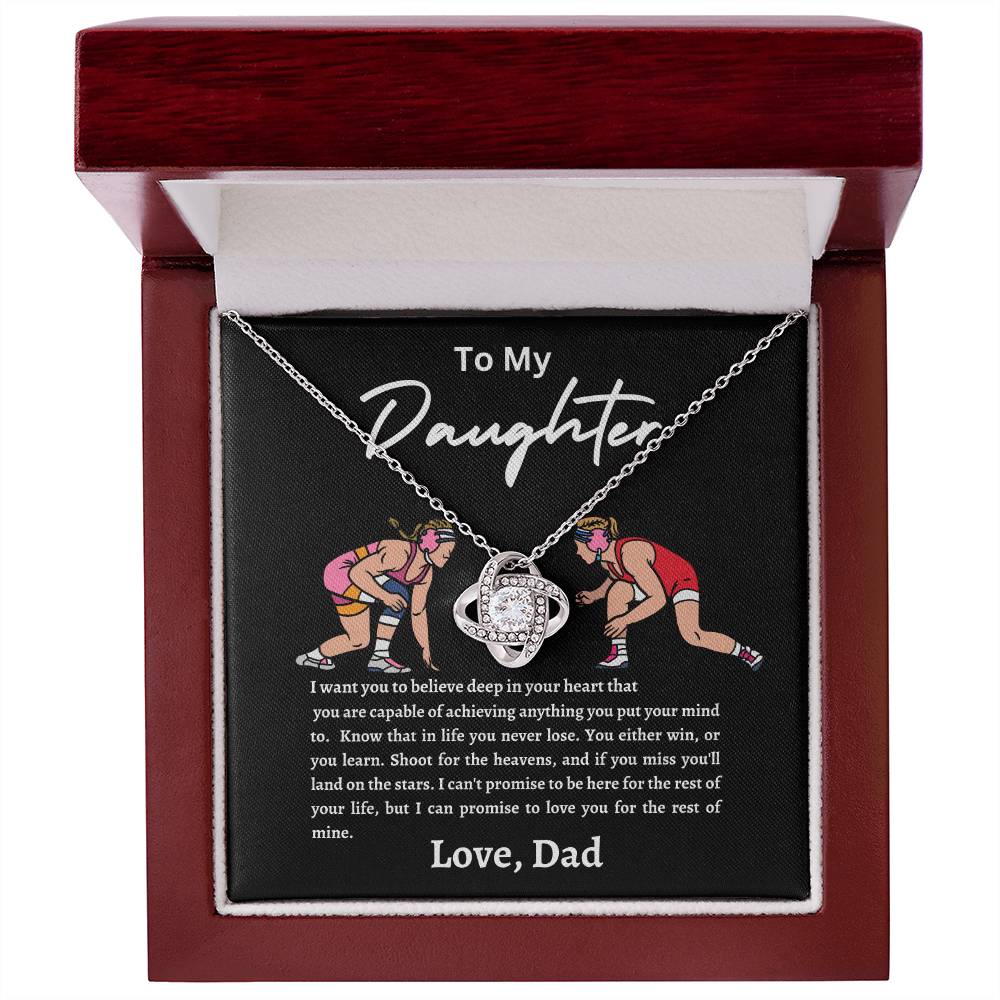 Wrestling Daughter Love Knot Necklace Black