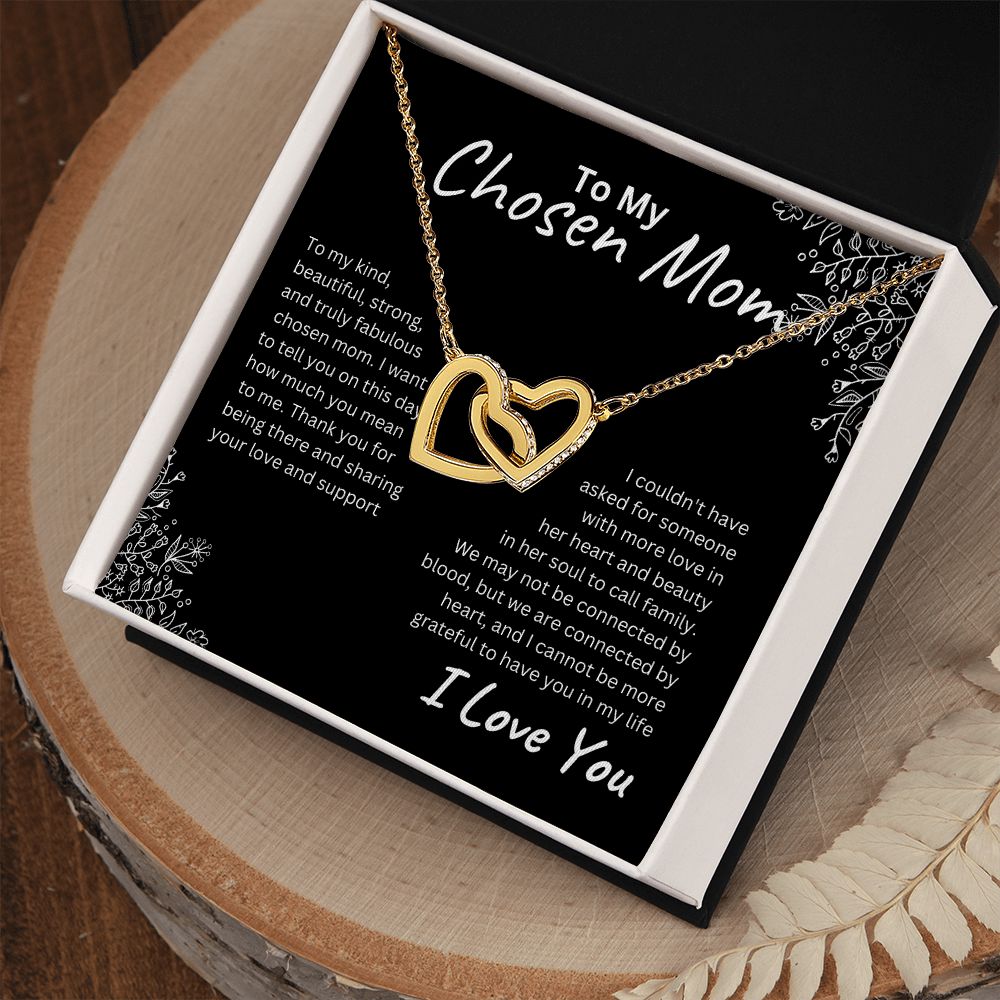 Chosen Mom Interlocking Hearts Necklace Black