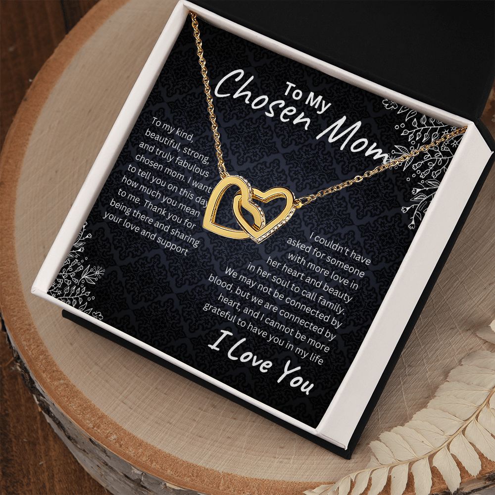 Interlocking Hearts Necklace Black Floral