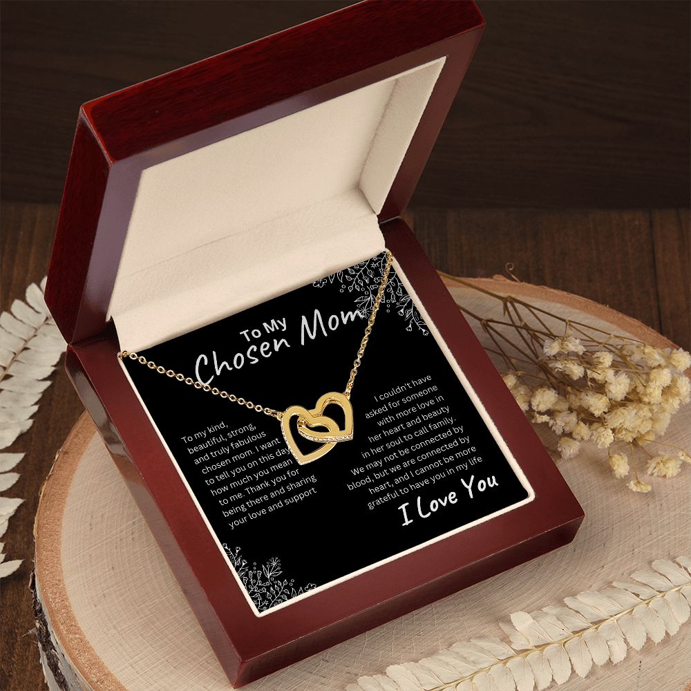 Chosen Mom Interlocking Hearts Necklace Black