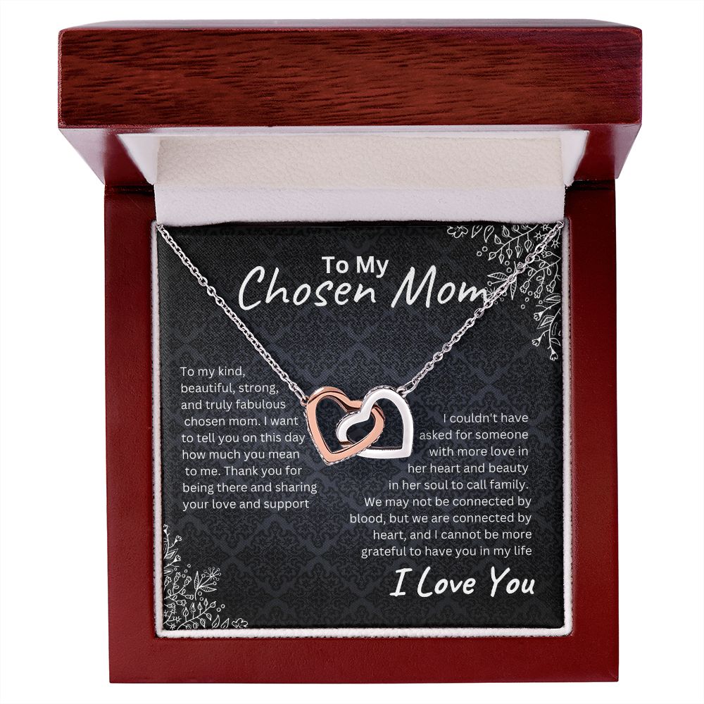 Interlocking Hearts Necklace Black Floral