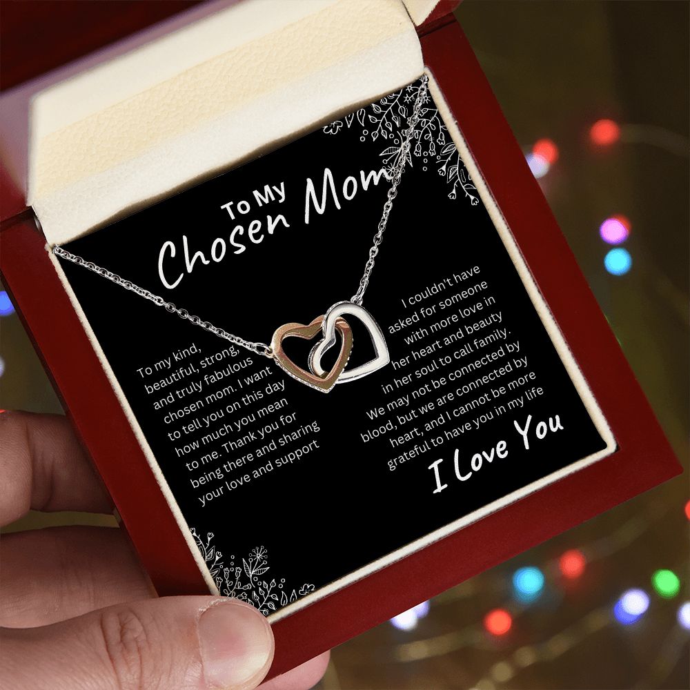 Chosen Mom Interlocking Hearts Necklace Black
