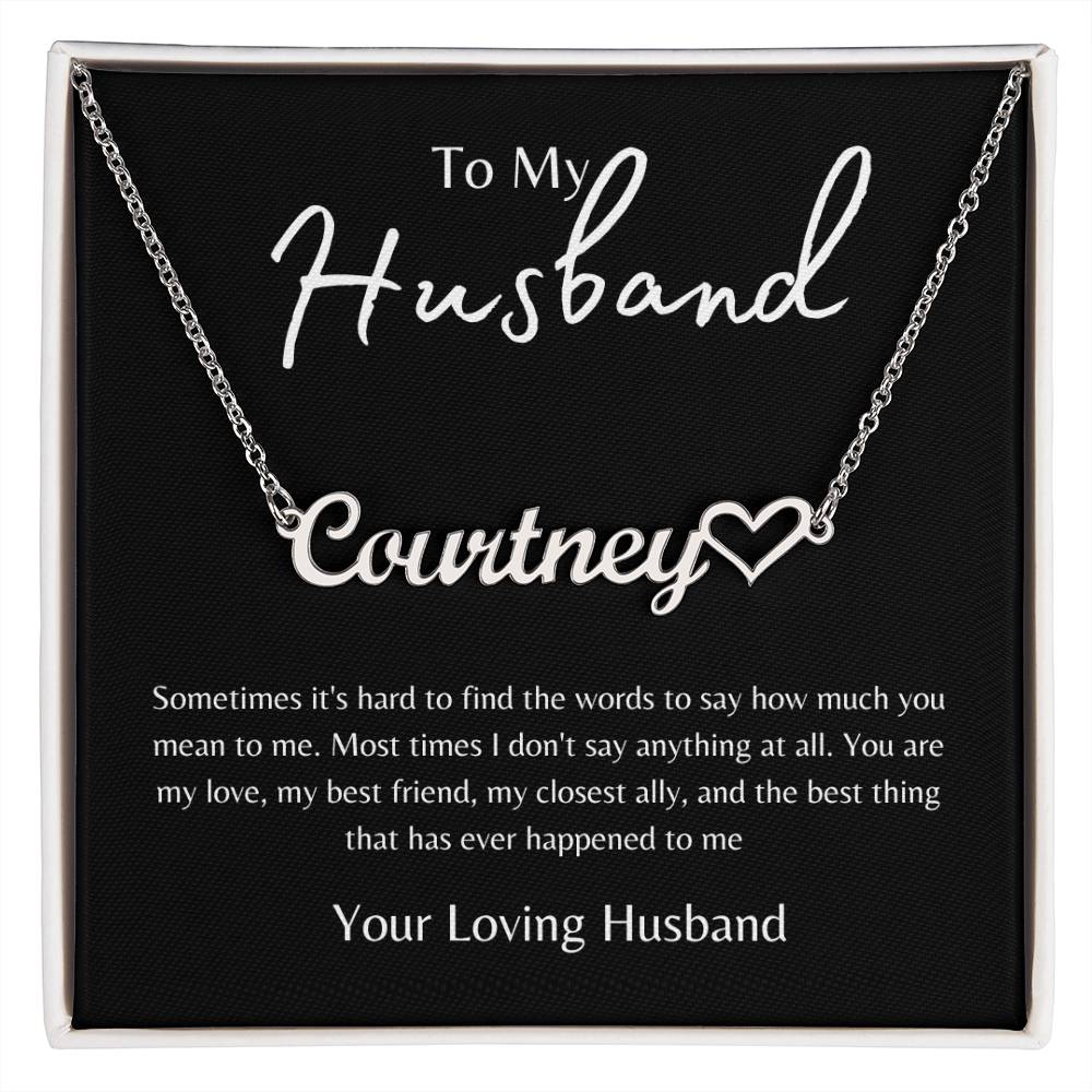 To Husband From Husband Black/Gold Name Necklace