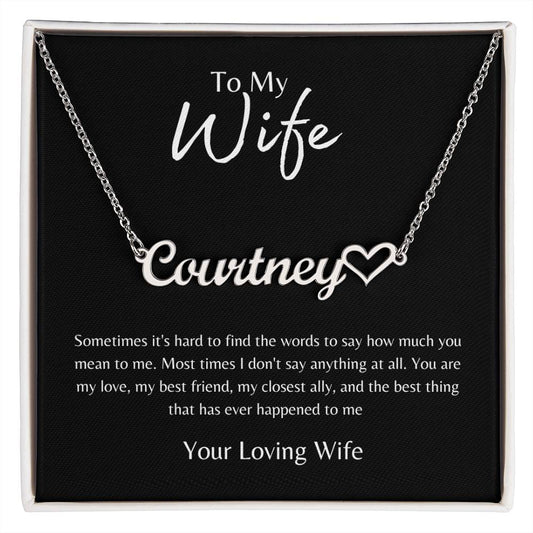To Wife From Wife Black/Gold Necklace