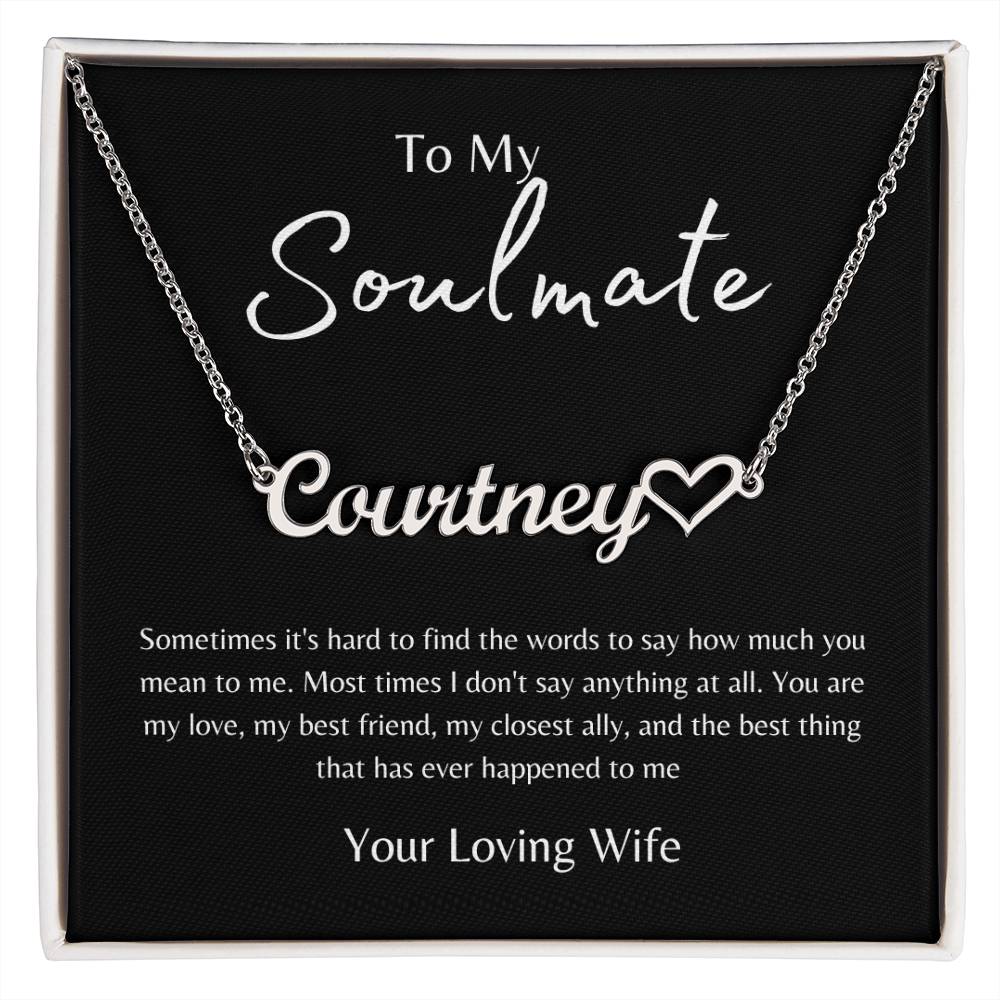 To My Soulmate From Wife Black/Gold Name Necklace