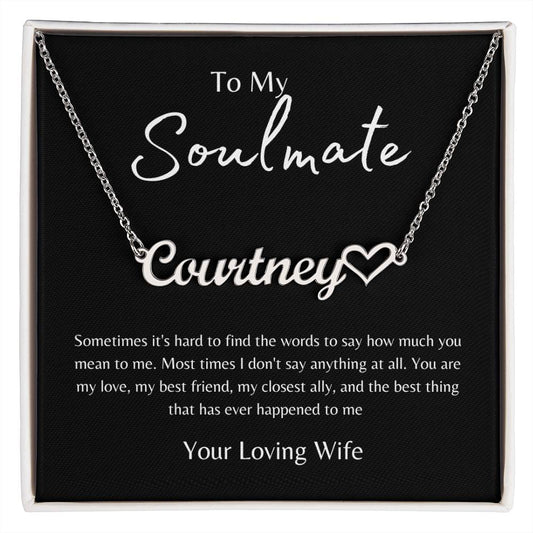To My Soulmate From Wife Black/Gold Name Necklace