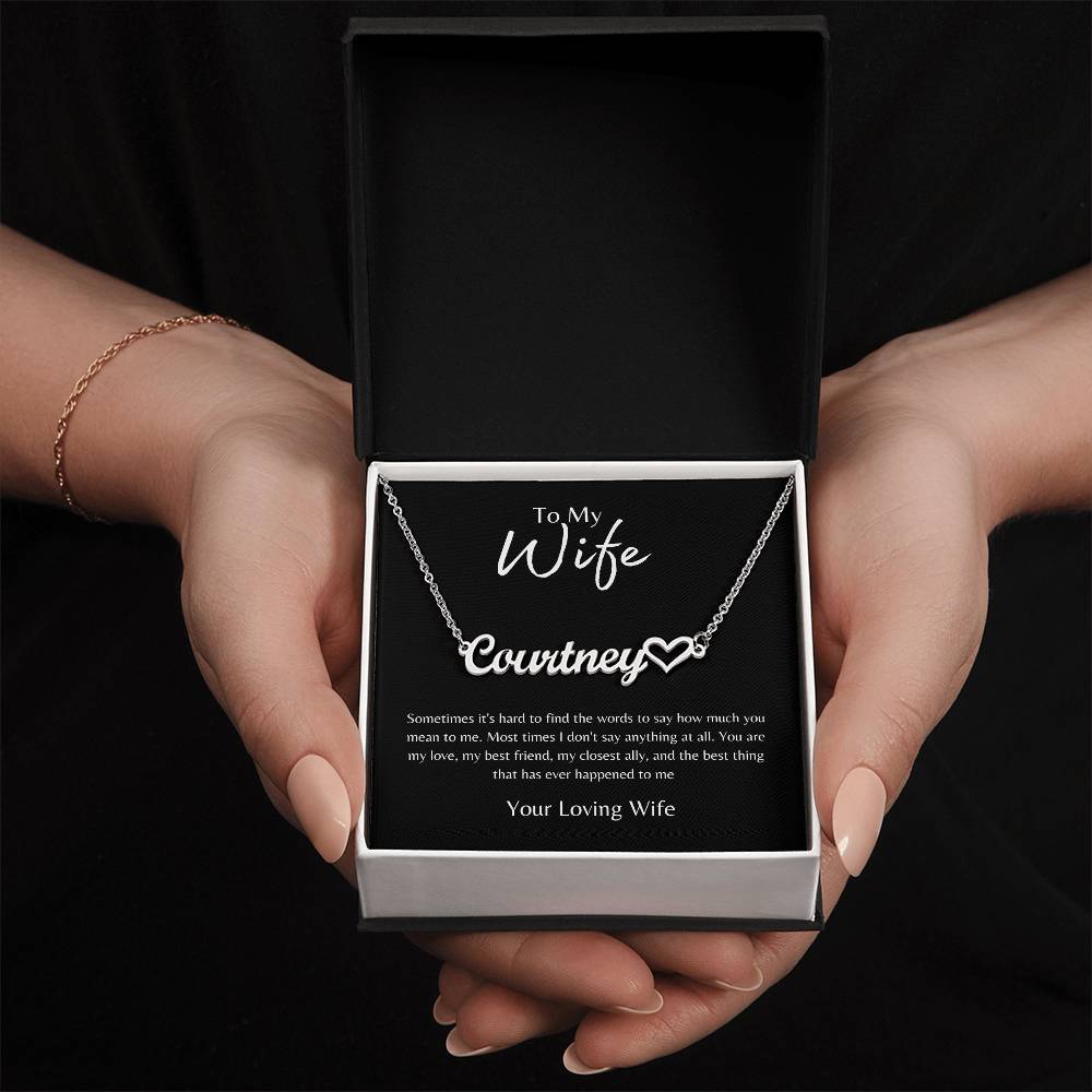 To Wife From Wife Black/Gold Necklace
