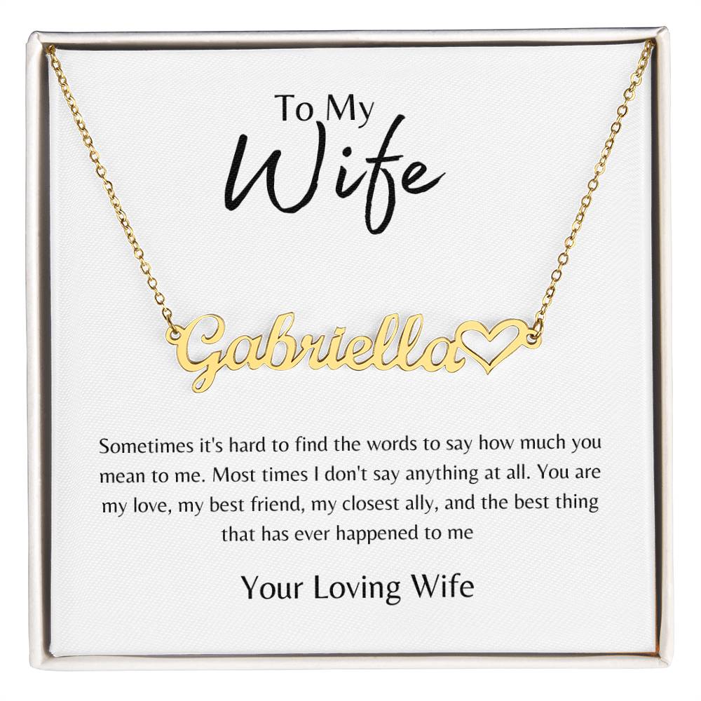 To Wife From Wife White/Gold Name Necklace