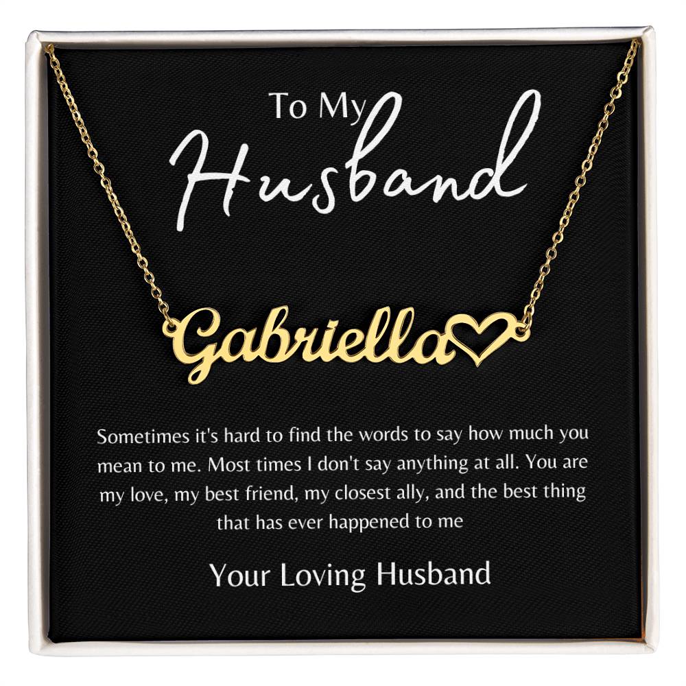 To Husband From Husband Black/Gold Name Necklace