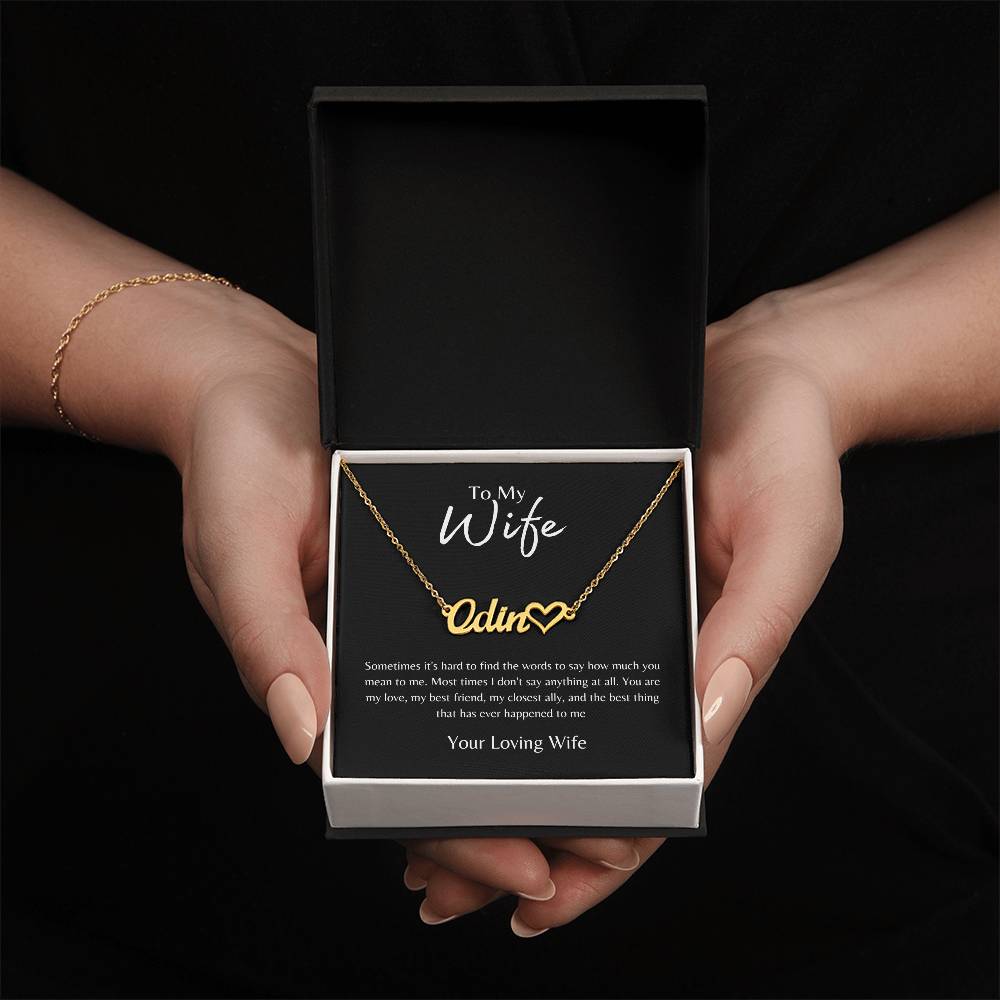 To Wife From Wife Black/Gold Necklace