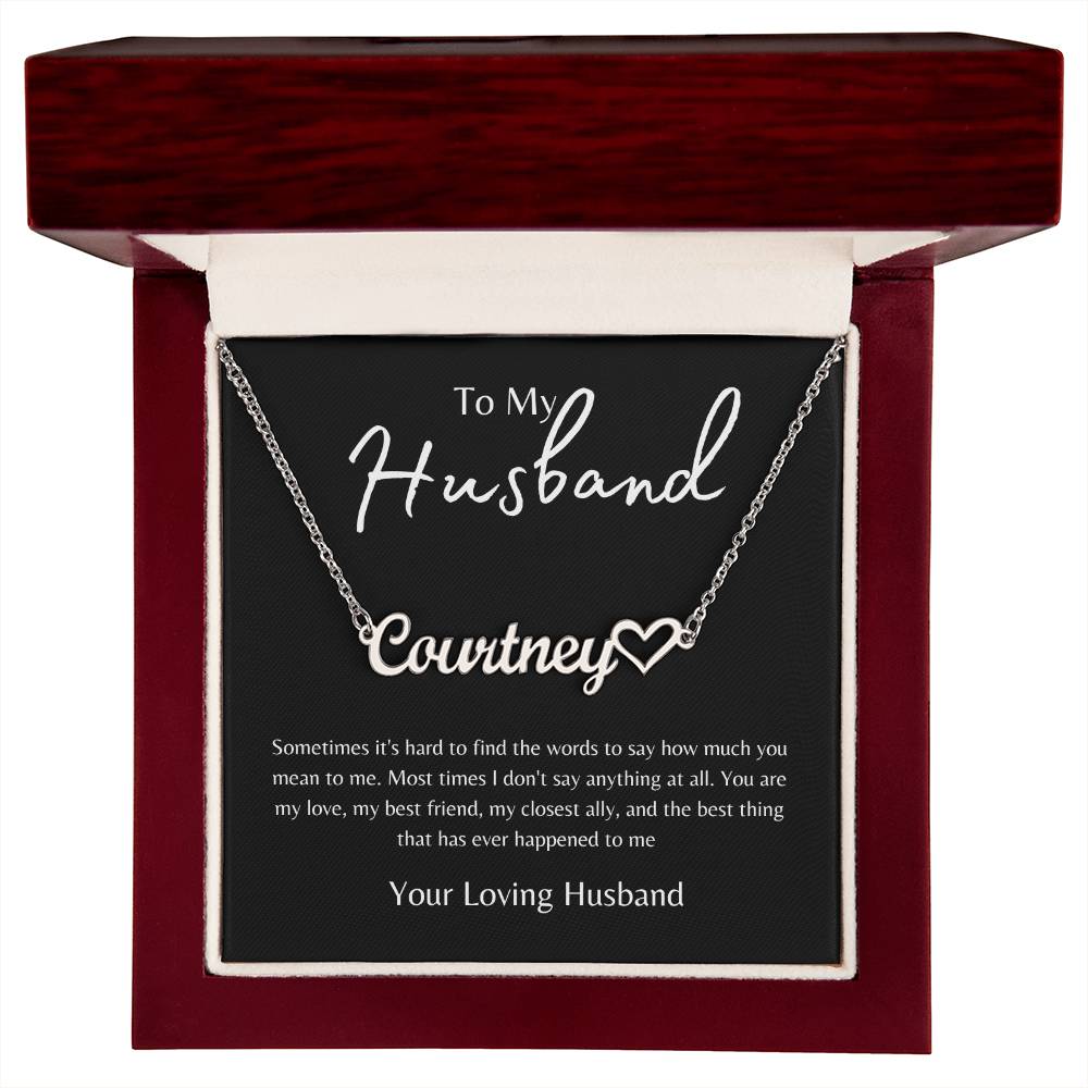 To Husband From Husband Black/Gold Name Necklace