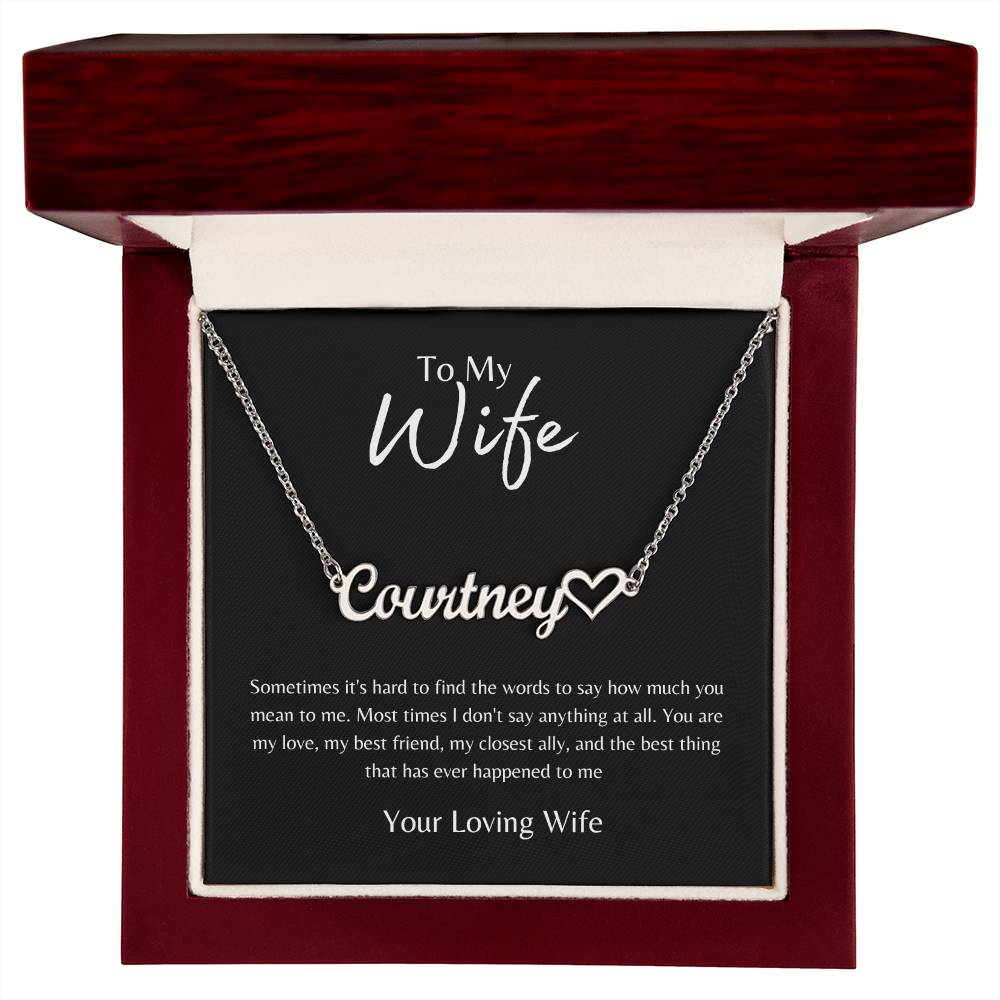 To My Wife From MY Wife Black/Gold Name Necklace
