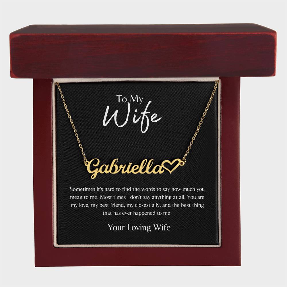 To My Wife From MY Wife Black/Gold Name Necklace