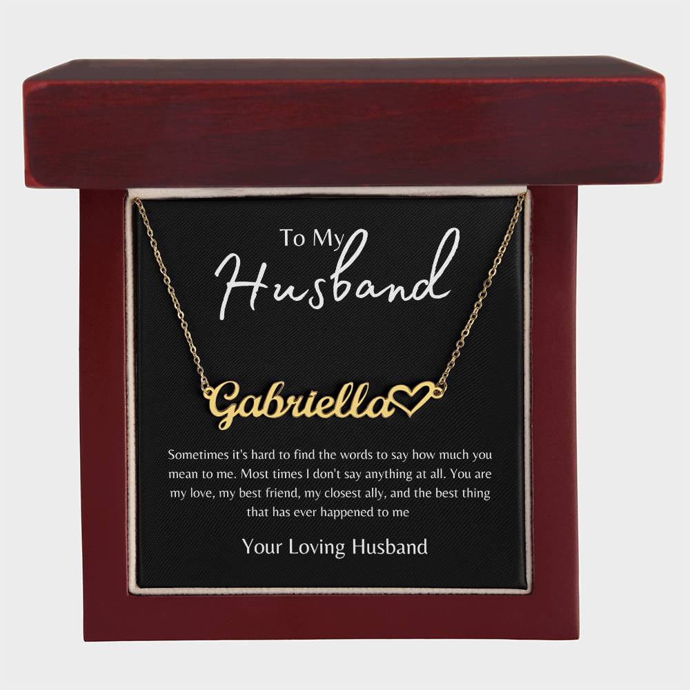 To Husband From Husband Black/Gold Name Necklace