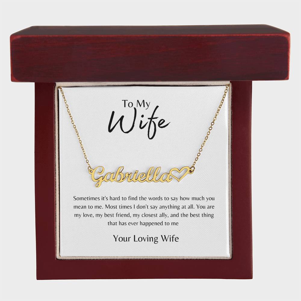 To Wife From Wife White/Gold Name Necklace