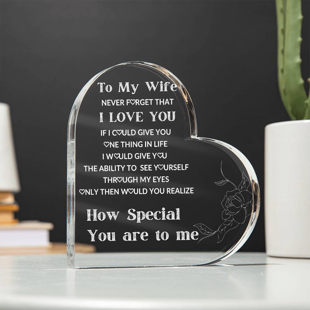 To My Wife Heart Acrylic Valentines Christmas Wedding Love Soulmate