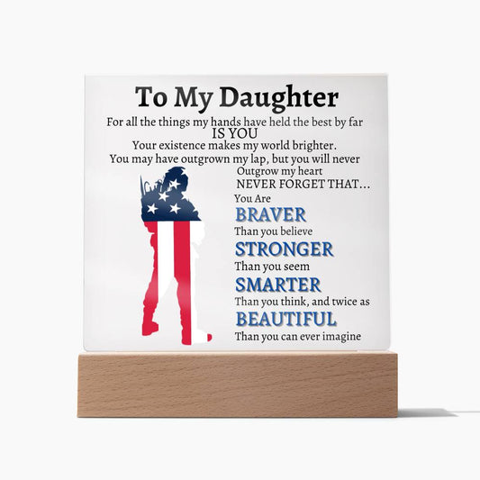 To My Daughter Veterans Acrylic RWB