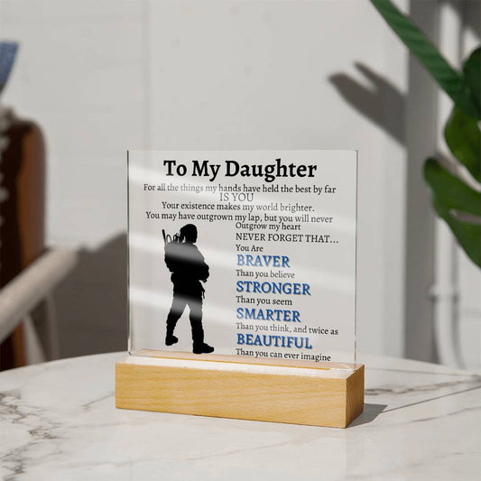 To My Daughter Veterans Acrylic Black