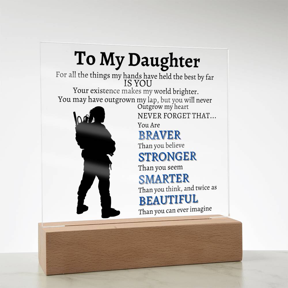 To My Daughter Veterans Acrylic Black