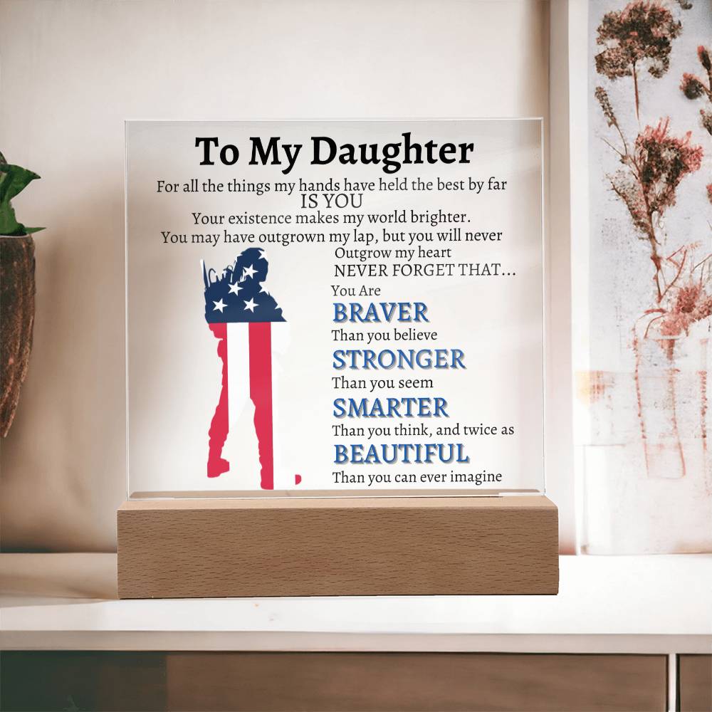 To My Daughter Veterans Acrylic RWB