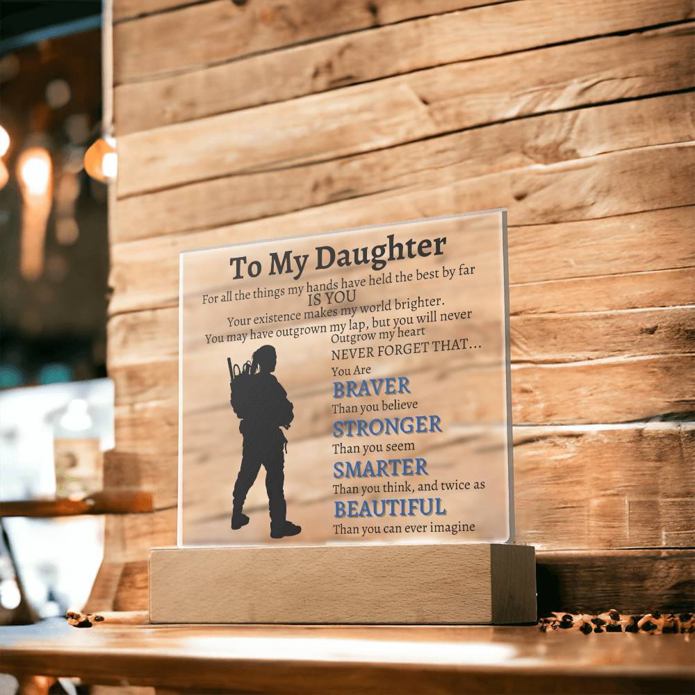 To My Daughter Veterans Acrylic Black