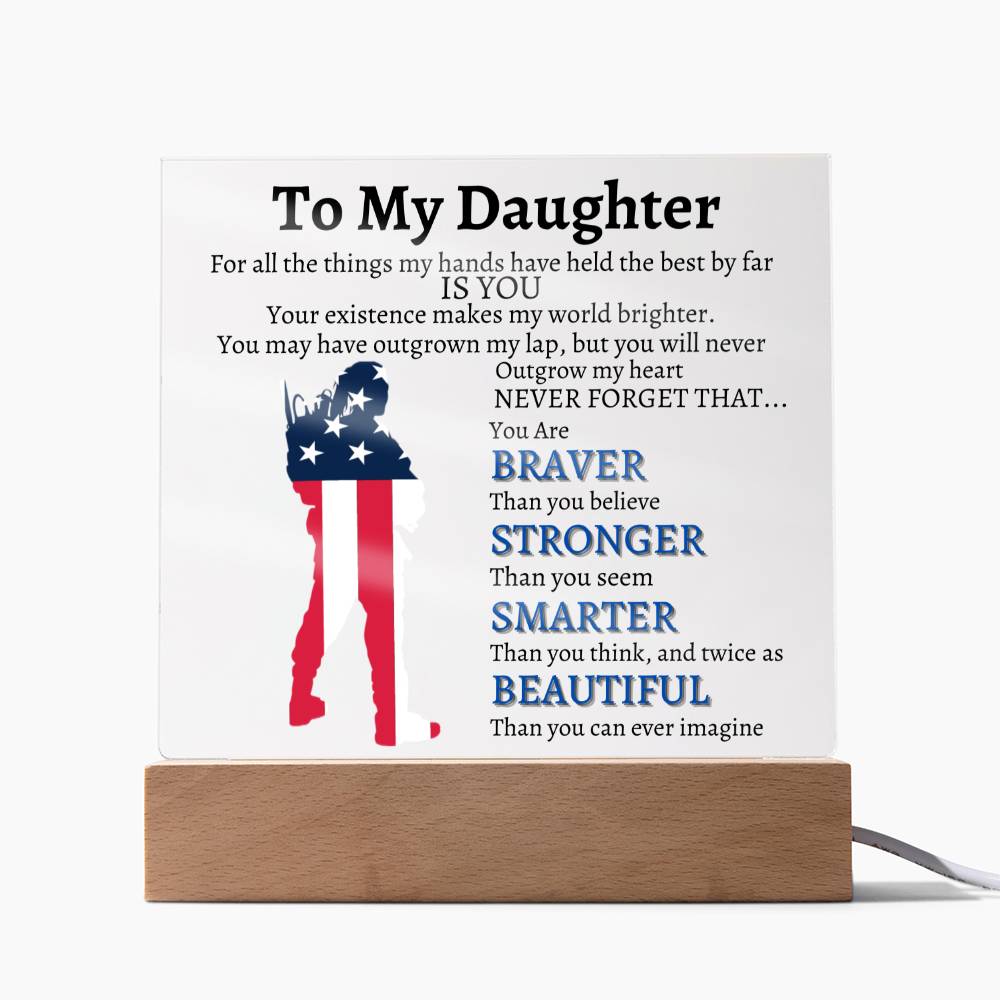 To My Daughter Veterans Acrylic RWB