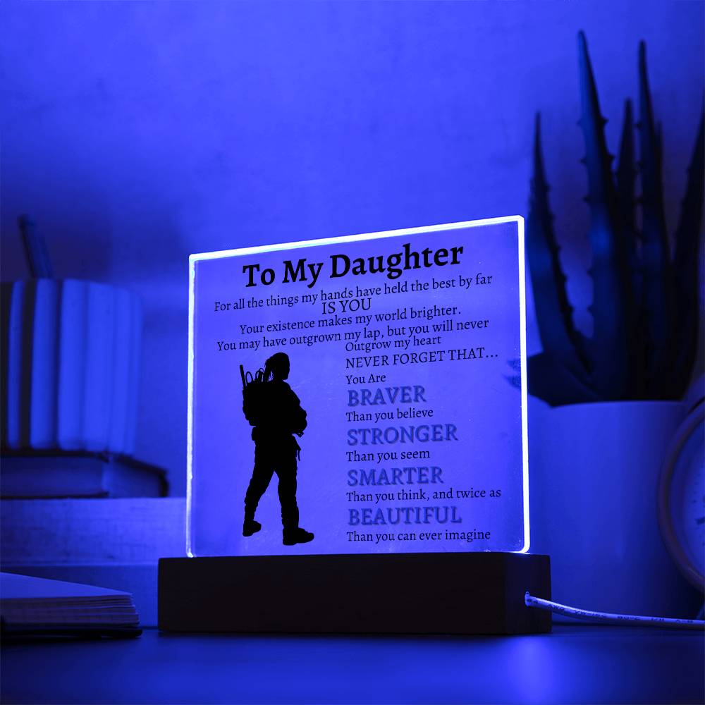 To My Daughter Veterans Acrylic Black