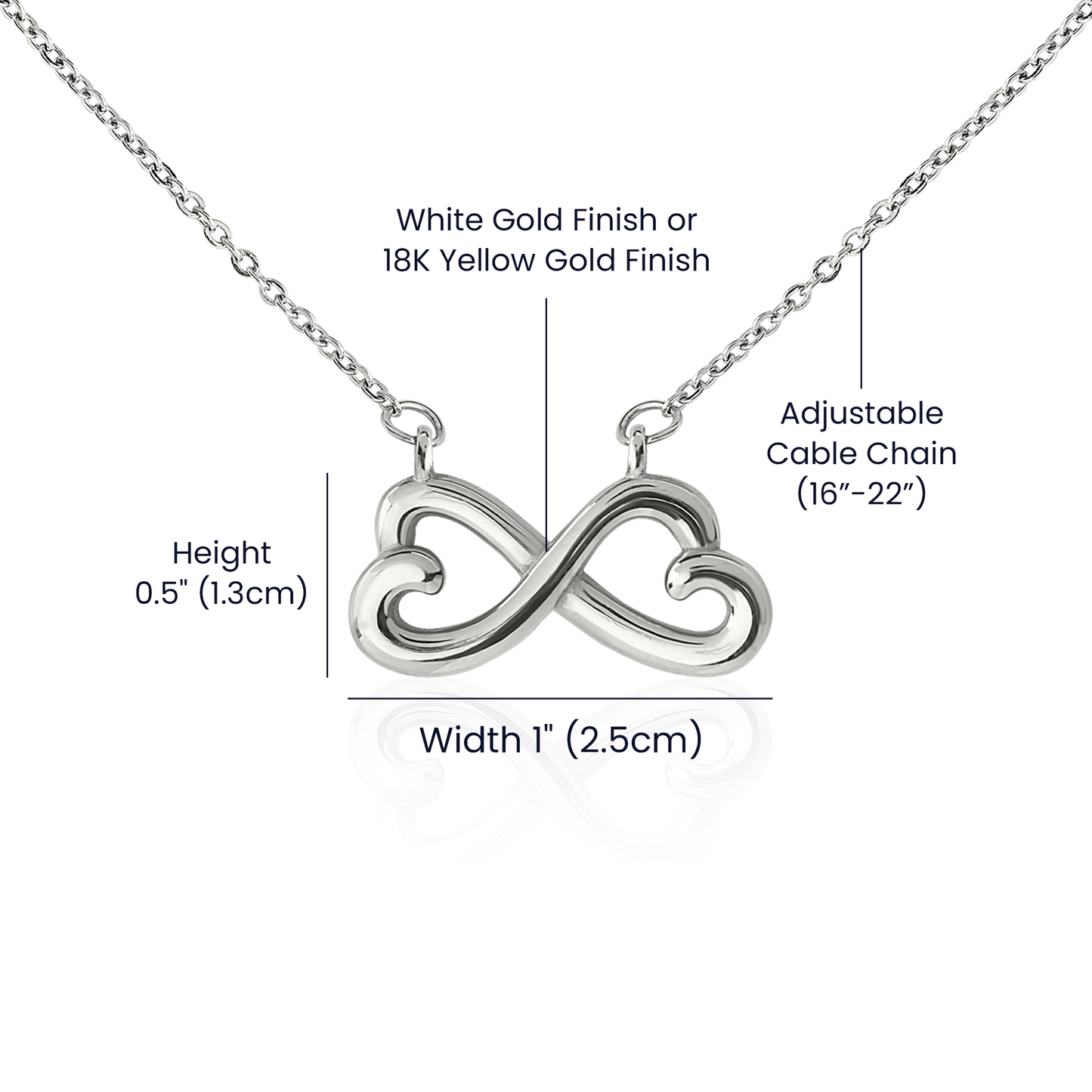 Endless Love Necklace for Daughter (white) – Infinity Heart with Message Card | 18k Gold or 14k White Gold Finish | Gift for Any Occasion