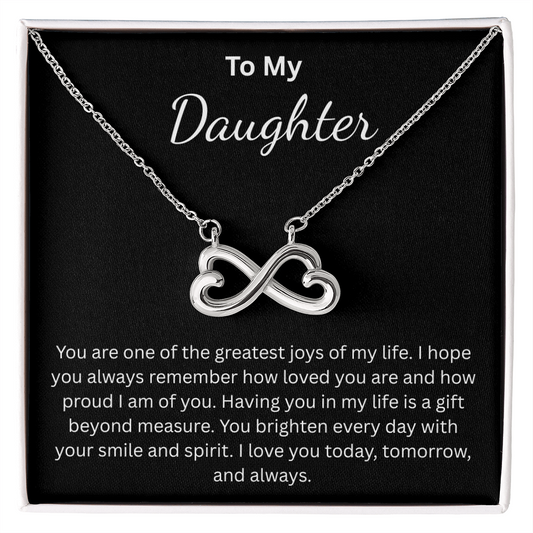 Endless Love Necklace for Daughter – Infinity Heart with Message Card | 18k Gold or 14k White Gold Finish | Gift for Any Occasion