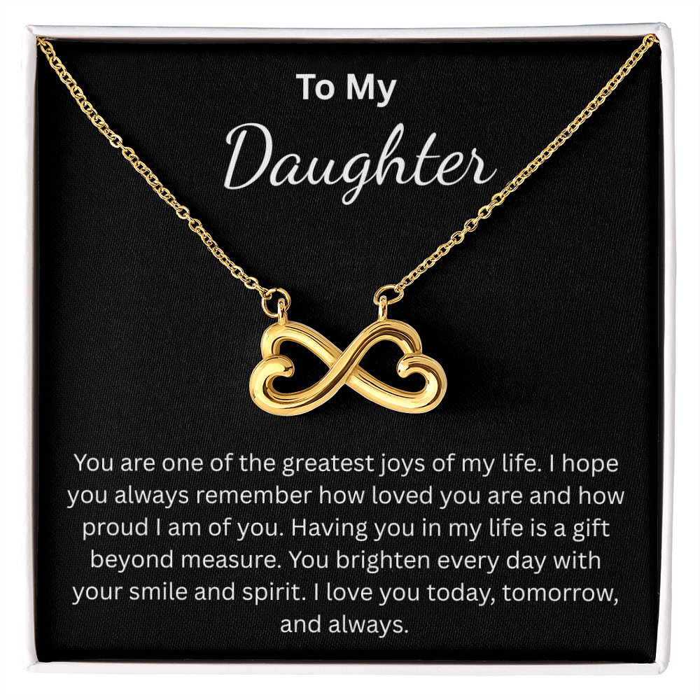 Endless Love Necklace for Daughter – Infinity Heart with Message Card | 18k Gold or 14k White Gold Finish | Gift for Any Occasion