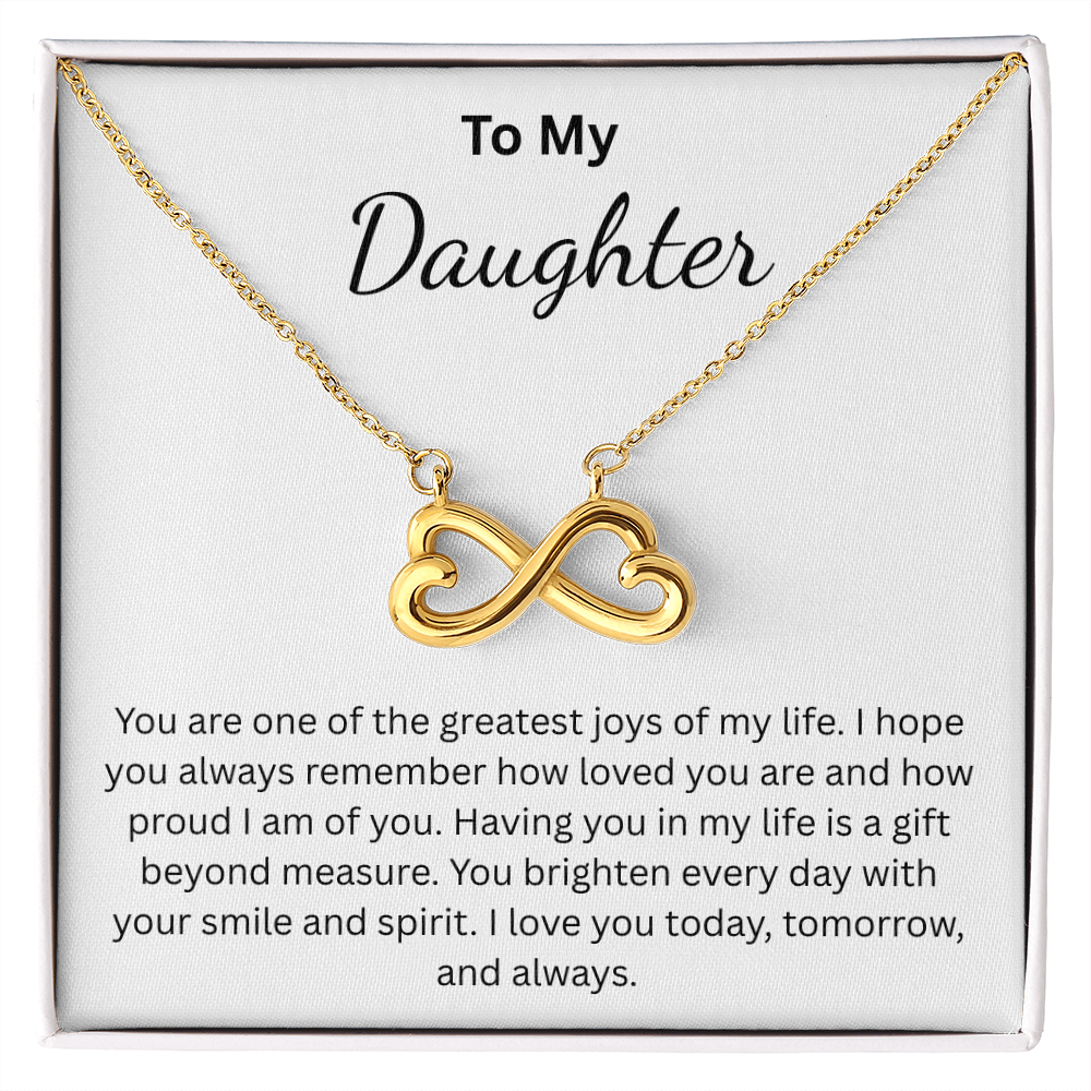 Endless Love Necklace for Daughter (white) – Infinity Heart with Message Card | 18k Gold or 14k White Gold Finish | Gift for Any Occasion