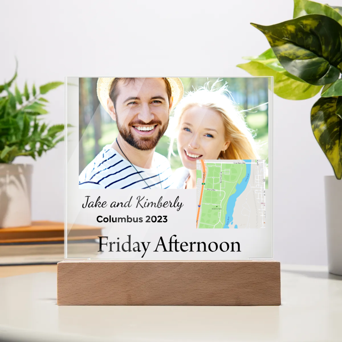 Personalized  Acrylic Square Plaque With Map