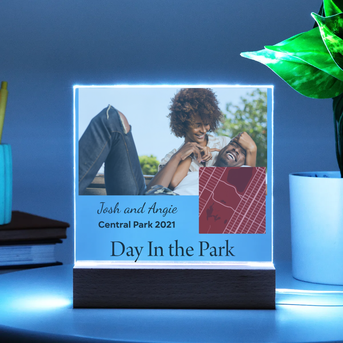 Personalized  Acrylic Square Plaque With Map