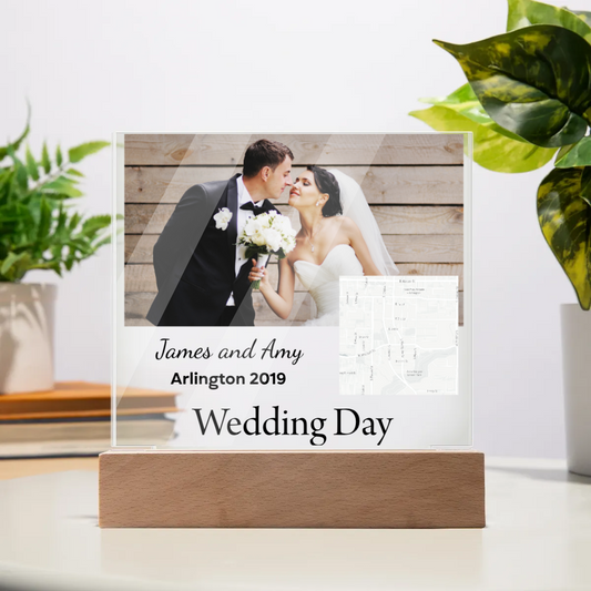 Personalized  Acrylic Square Plaque With Map