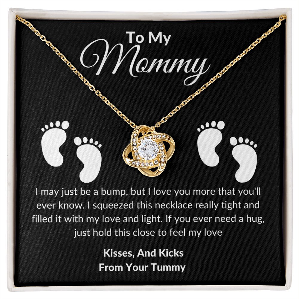 Mommy Feet Love Knot Necklace Black