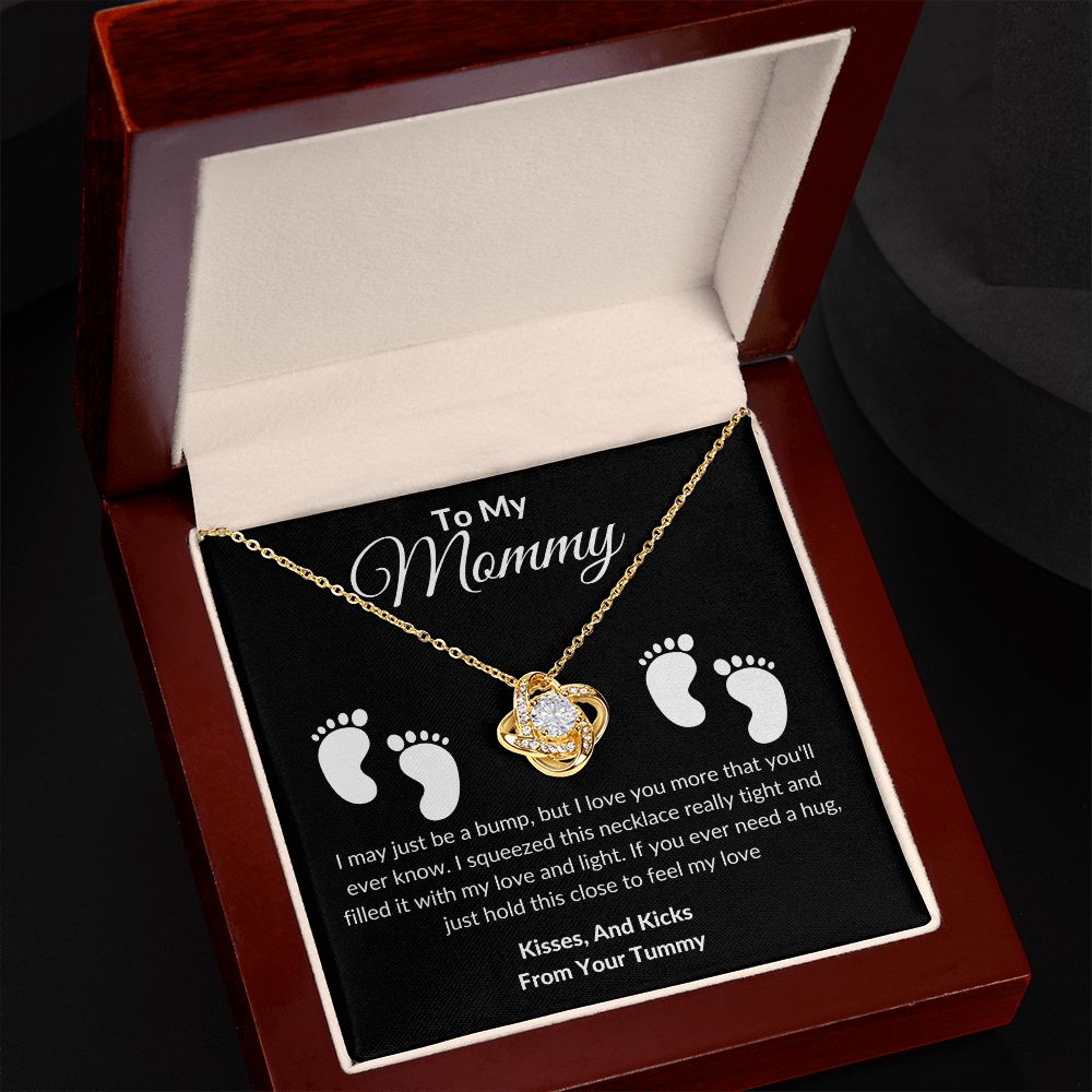 Mommy Feet Love Knot Necklace Black